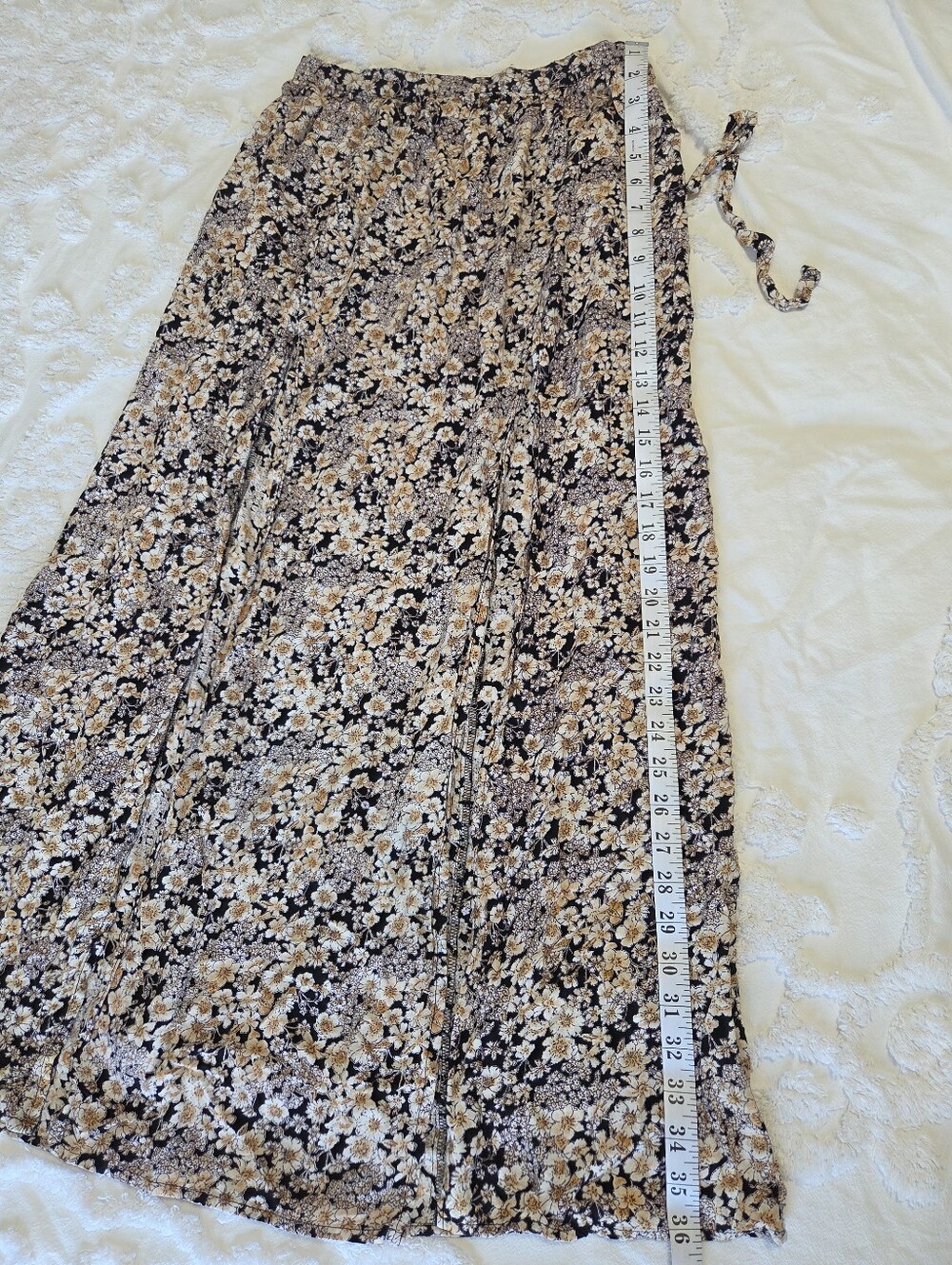 Patrons of Peace Black+White Floral Maxi Skirt Tie Back Front Slit Sz S NWOT - Picture 10 of 11
